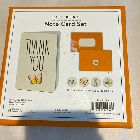 RAE DUNN Thank You Note Cards. New and unopened.with envelopes, cards & stickers - Picture 3 of 6